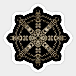 Golden Dharma Wheel Sticker